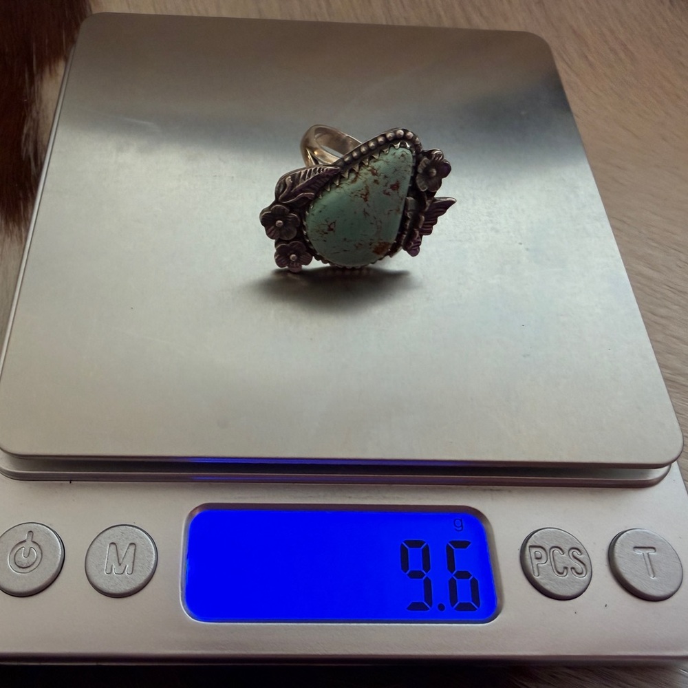 ❤️ Kingman Turquoise Statement Decorative Butterfly Floral Sterling Sz 8.75 Ring - Picture 10 of 15